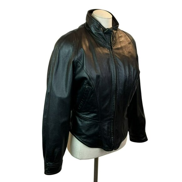 Wilsons Leather Moto Full Zip Leather Jacket Womens Medium Black With Quilted Th - Picture 4 of 16
